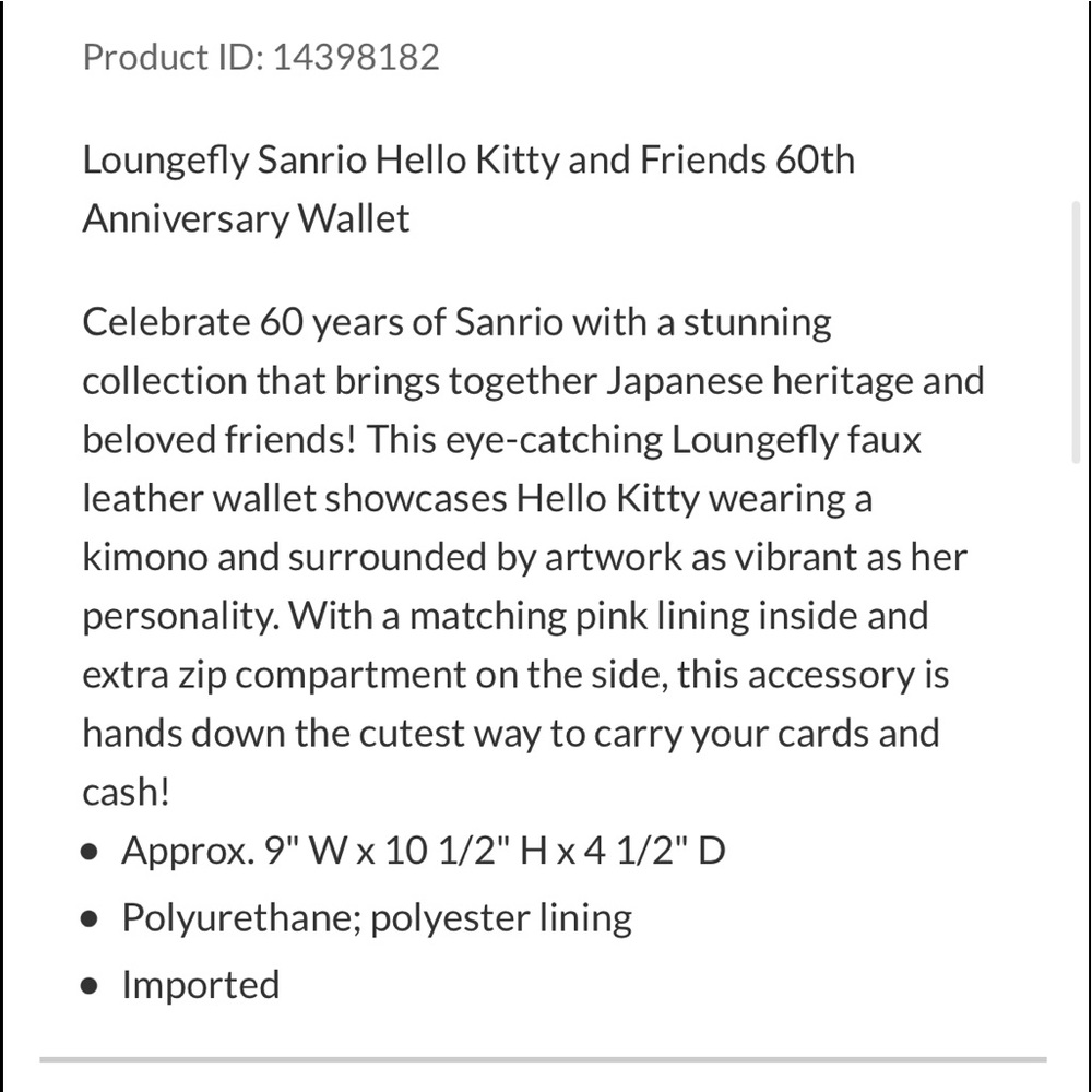 NWT hello kitty loungefly bifold wallet - Picture 5 of 8